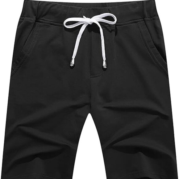 Janmid Men's Casual Shorts Elastic Jogger Gym Active Pocket Shorts in Black NWT - Picture 1 of 2